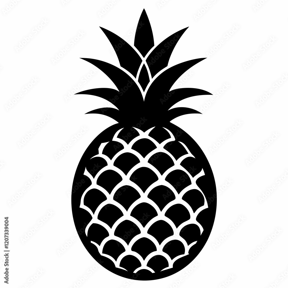 Obraz premium Black Pineapple Vector Illustration