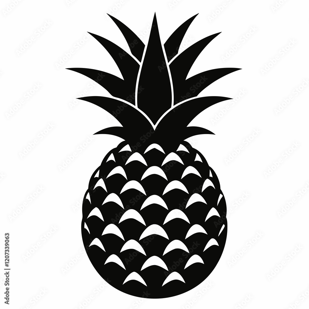 Obraz premium Black Pineapple Vector Illustration