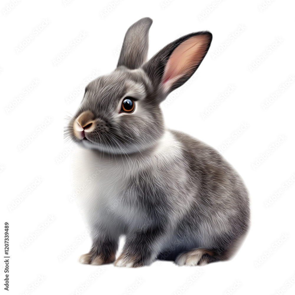 Naklejka premium grey rabbit isolated on transparent background