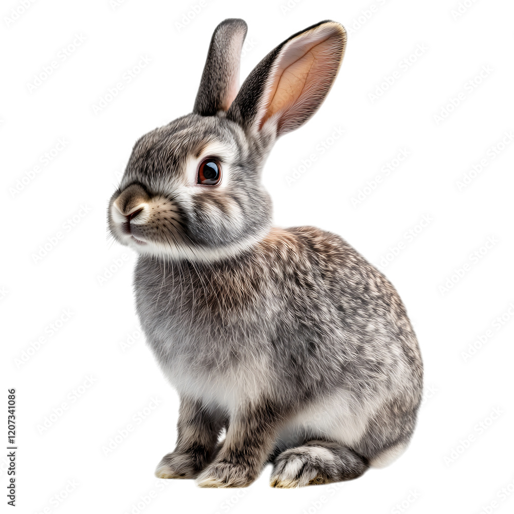 Obraz premium grey rabbit isolated on transparent background