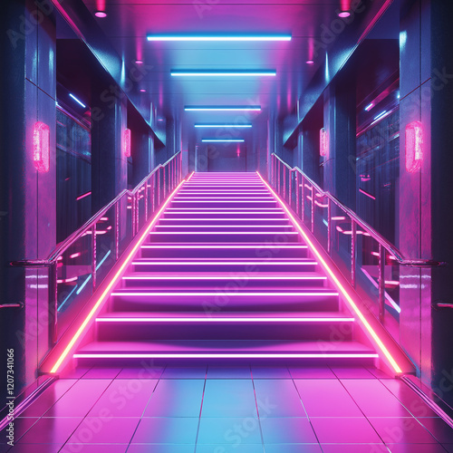 Neon Stairway to the Night Club