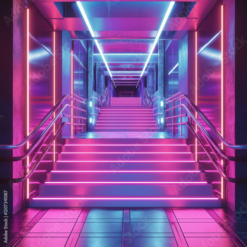 Neon Stairway to the Night Club