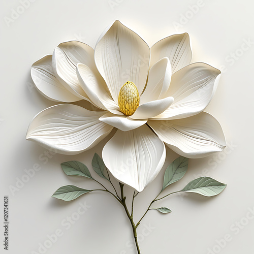  simple magnolia flower illustration, created by generative ai
