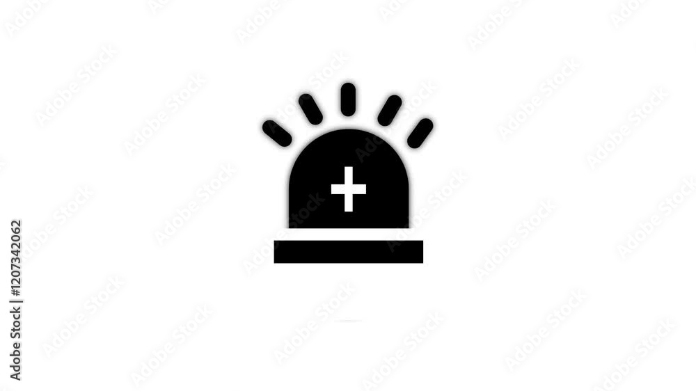 Ambulance siren animation, police, light up signal icon. Ambulance siren animation, police, light up signal icon.