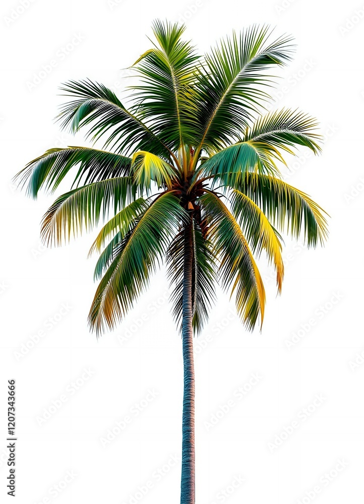 Fototapeta premium Lush Tropical Coconut Palm Tree Isolated on White