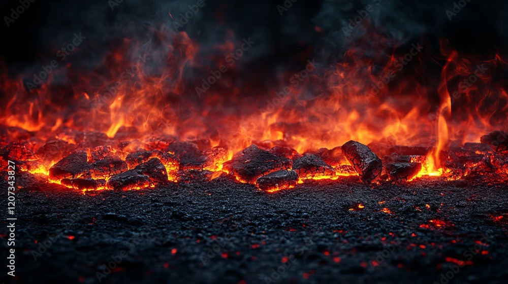 Intense Flames Illuminating the Darkness Creating a Dramatic and Captivating Nighttime Atmosphere Intense Flames Illuminating the Darkness Creating a Dramatic and Captivating Nighttime Atmosphere