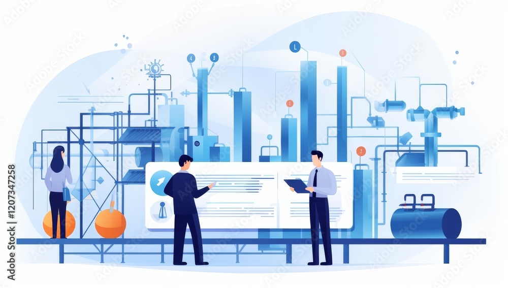 Obraz premium Industrial Process Analysis and Data Visualization for Enhanced Efficiency and Productivity