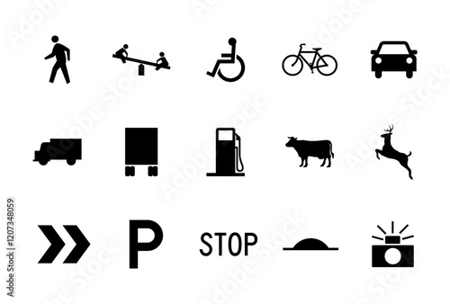 Road symbols isolated set. Vector