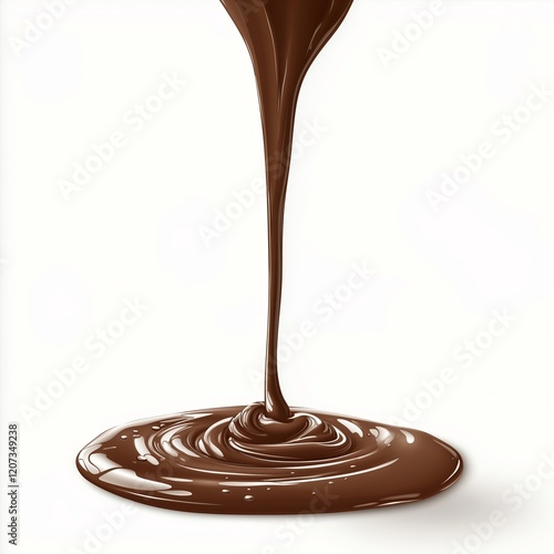 chocolate cocoa flow isolated on white background , close up