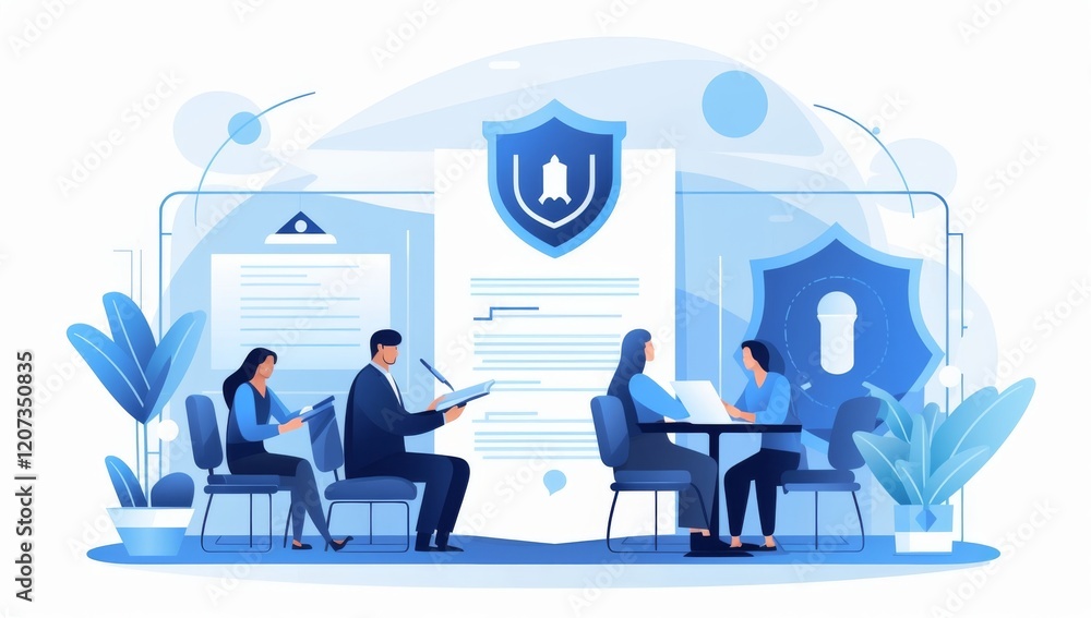 Fototapeta premium Secure Data Protection Contract Signing Illustration