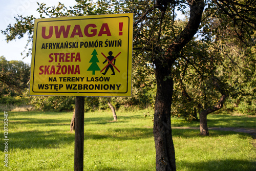 Informacja o wejściu do strefy skażonej afrykańskim pomorem świń photo