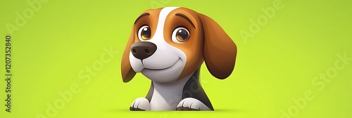 Cartoonish beagle emoji with lively green background for an energetic vibe photo