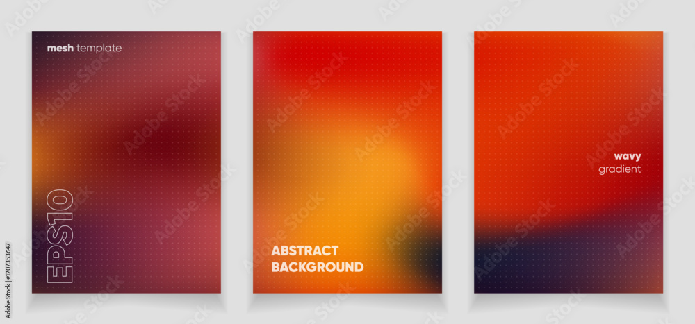 Obraz premium Abstract wavy orange red background with gradient mesh. Blurred fluid colorful background. Modern design template for web covers, ad banners, posters, brochures etc
