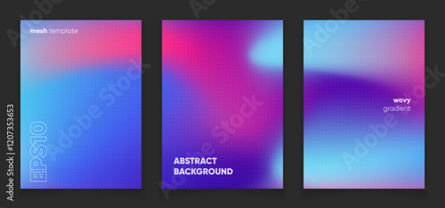 Abstract wavy violet purple background with gradient mesh. Blurred fluid colorful background. Modern design template for web covers, ad banners, posters, brochures etc