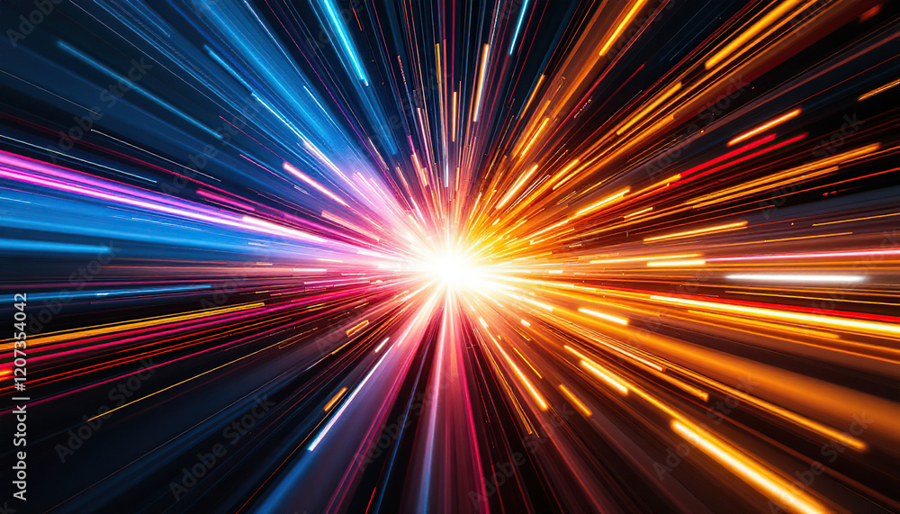 Abstract Colorful Light Streaks Radiating Outward Abstract Colorful Light Streaks Radiating Outward