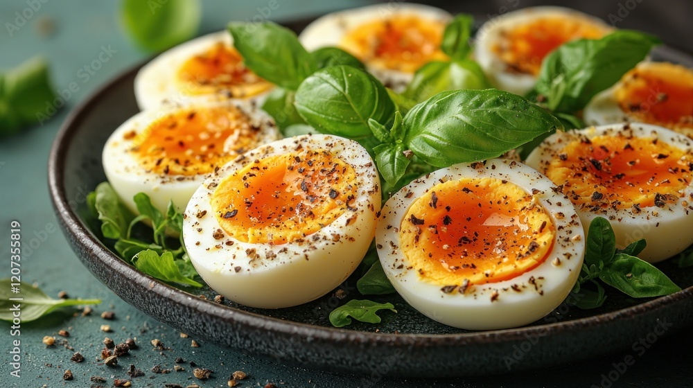 Delicious Boiled Eggs with Basil and Pepper Delicious Boiled Eggs with Basil and Pepper