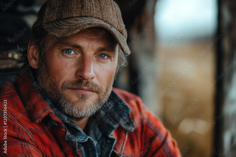 Portrait of Farmer in Open Field, generative AI Portrait of Farmer in Open Field, generative AI