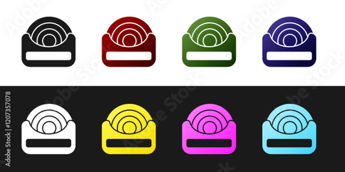 Set Dental floss icon isolated on black and white background. Vector