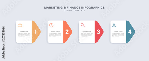 Four stages or four steps. Simple vector infographic template with arrows