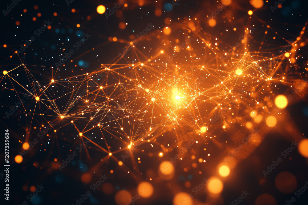 Fototapeta premium Glowing Abstract Composition of Binary Lines and Network Connections