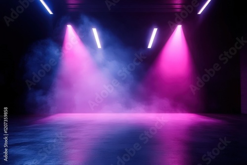 Wallpaper Mural Abstract scene featuring neon blue lighting in a foggy room. Torontodigital.ca