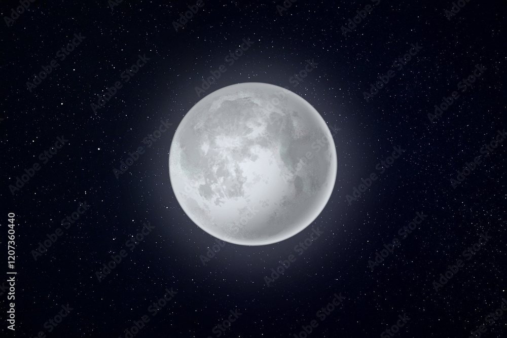 Full Moon in a Starry Night Sky, Created with Generative AI technology Full Moon in a Starry Night Sky, Created with Generative AI technology