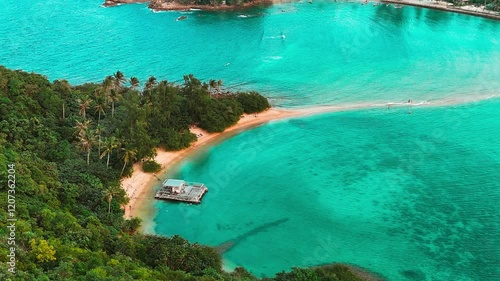 Aerial View of a Tropical Beach with Turquoise Waters