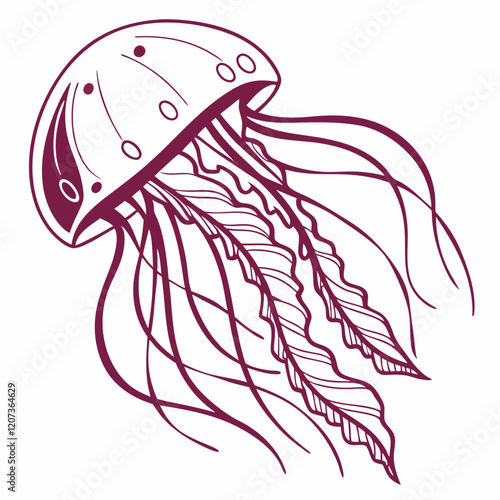 Jellyfish mascot logo vector silhouette photo