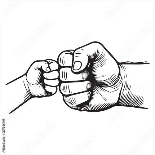  Father and son hands ClipArt Design, Father's Day Fist Bump Vector illustration