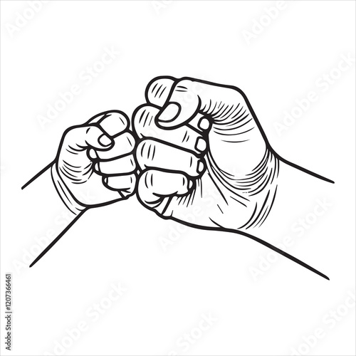  Father and son hands ClipArt Design, Father's Day Fist Bump Vector illustration