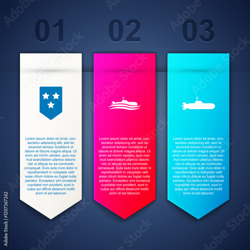 Set Chevron, Submarine and . Business infographic template. Vector