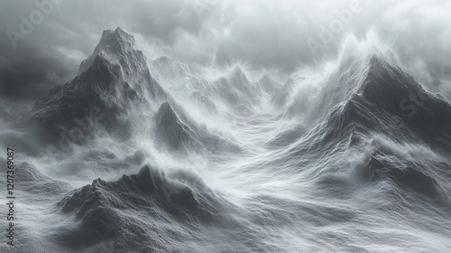 Snowy Peaks in the Grip of a Fierce Winter Storm
 photo