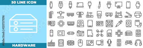 Hardware Line Editable Icons set