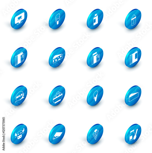 Set Ice cream, Whipped in bottle, Baby milk, Paper package for, Lettering, Cheese, kefir and icon. Vector