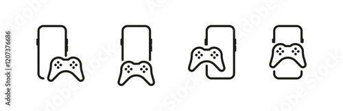 Gamepad and Phone Vector Phone Games Concept Icon Set