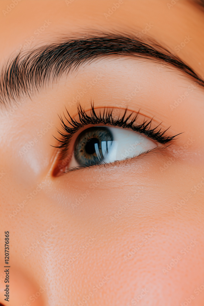 Obraz premium Close-up of Eye with Eyebrow and Eyelashes
