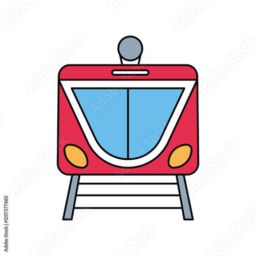 tram lineal color line icon with white background vector stock illustration