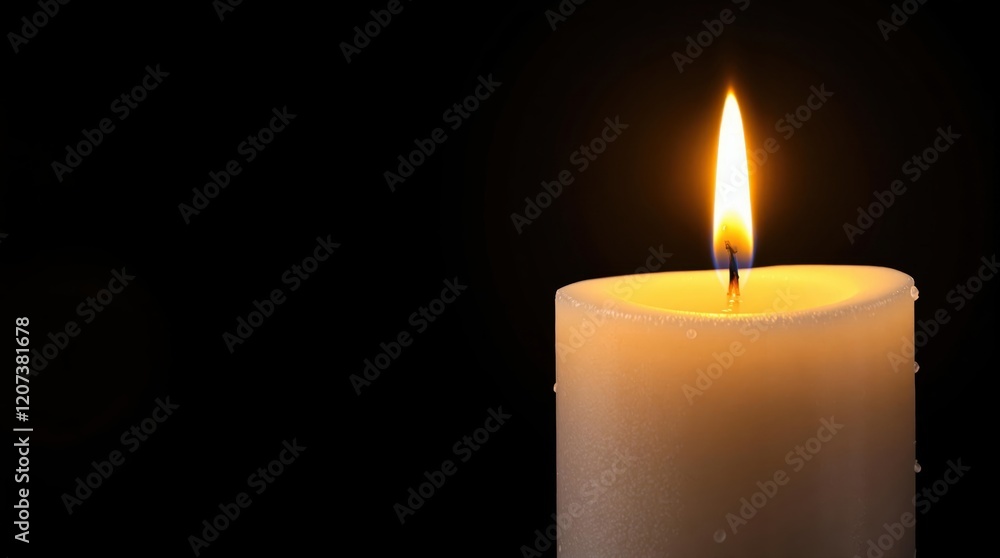 Tranquil candlelight with flickering flame on black background Tranquil candlelight with flickering flame on black background