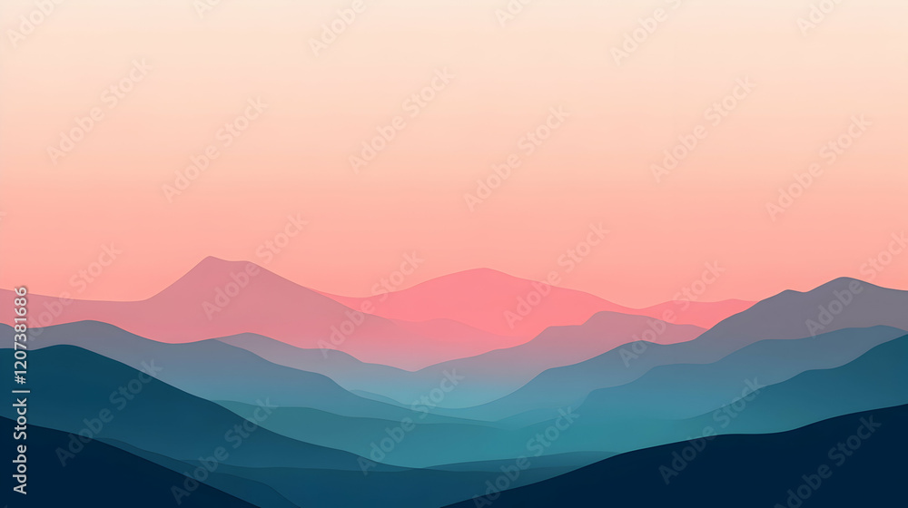 Serene Abstract Landscape with Gradients of Pink and Blue Hues Serene Abstract Landscape with Gradients of Pink and Blue Hues