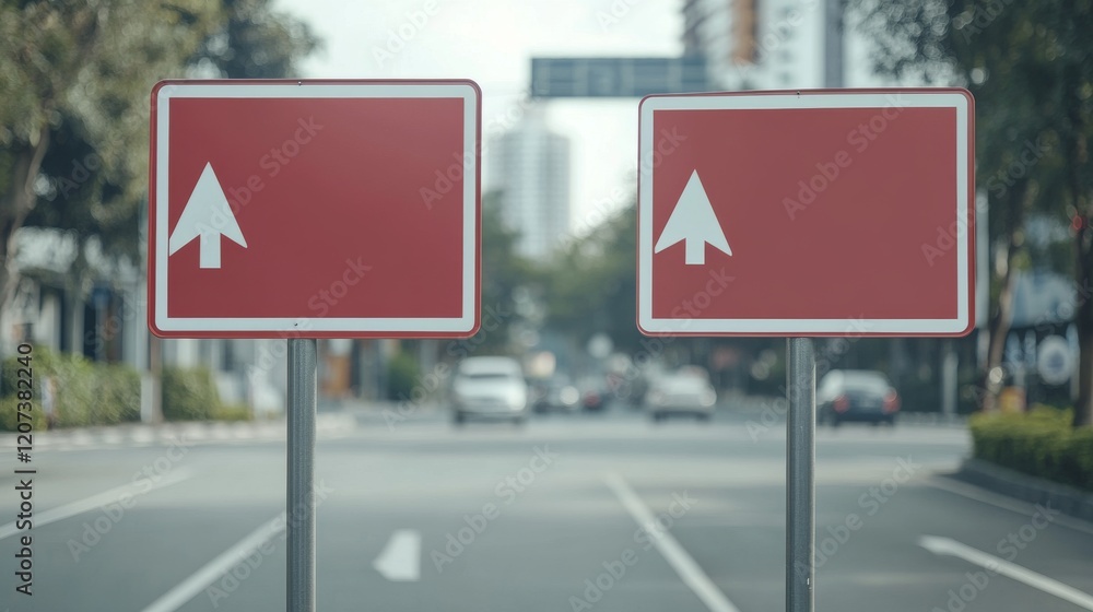 Highway green road signs, blank signage boards on steel poles for pointing city traffic direction, empty panels with white guide arrows isolated on white background Realistic 3d vector illustration Highway green road signs, blank signage boards on steel poles for pointing city traffic direction, empty panels with white guide arrows isolated on white background Realistic 3d vector illustration