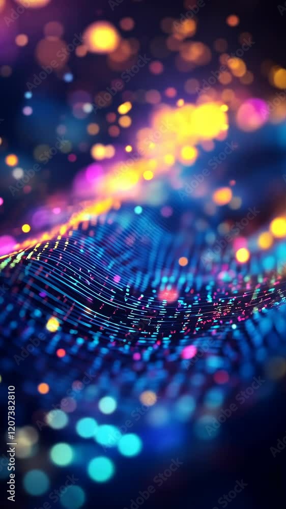 Vibrant abstract waves of light and color flowing through a digital space at night Vibrant abstract waves of light and color flowing through a digital space at night