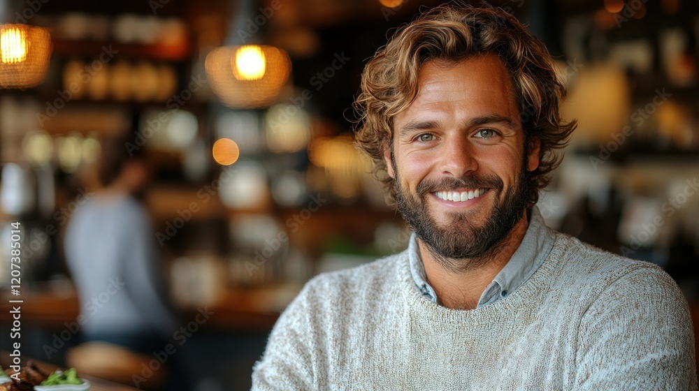 Portrait of a Smiling Man in a Cafe Portrait of a Smiling Man in a Cafe