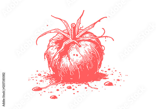Tomato Leftover Waste Hand Drawn Sketch Illustration Vector Isolated