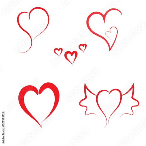 cute linear hearts for valentine's day