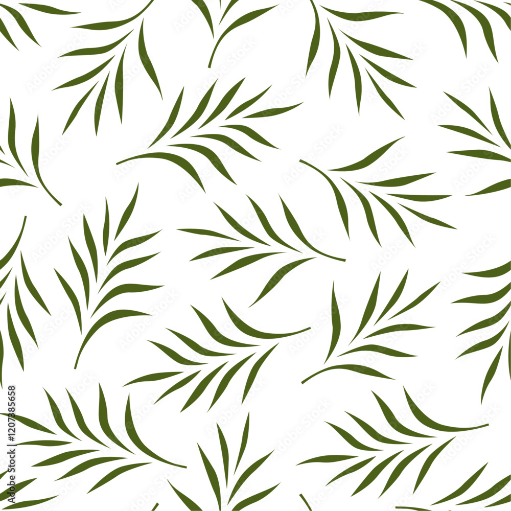 Fototapeta premium Seamless vector pattern with green palm leaves. Tropical ornament for wallpaper or textile.