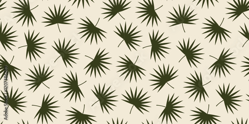 Seamless vector pattern with palm leaves. Tropical ornament.