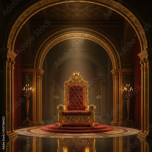 Photos Royal Throne Room Gold Elegant Palace Interior Design 3d red king rich dark hall