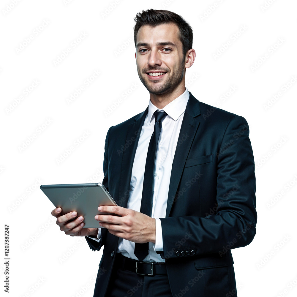 Confident Businessman Using Tablet Confident Businessman Using Tablet