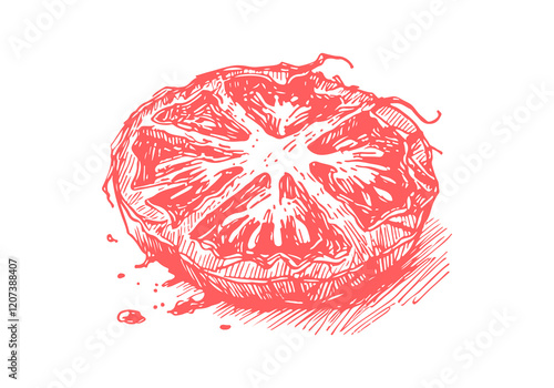 Tomato Leftover Waste Hand Drawn Sketch Illustration Vector Isolated