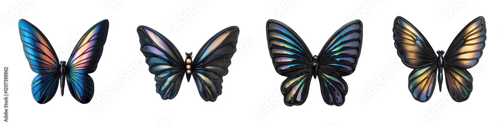 Fototapeta premium Captivating Butterfly Diversity Magnificent Wings in Kaleidoscope of Colors Showcasing the Enchanting Beauty and Fragile Grace of These Enchanting Insects Amidst Nature s Splendor